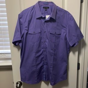Slim Fit Purple Banana Republic Button Down Short Sleeve Shirt Sz XL